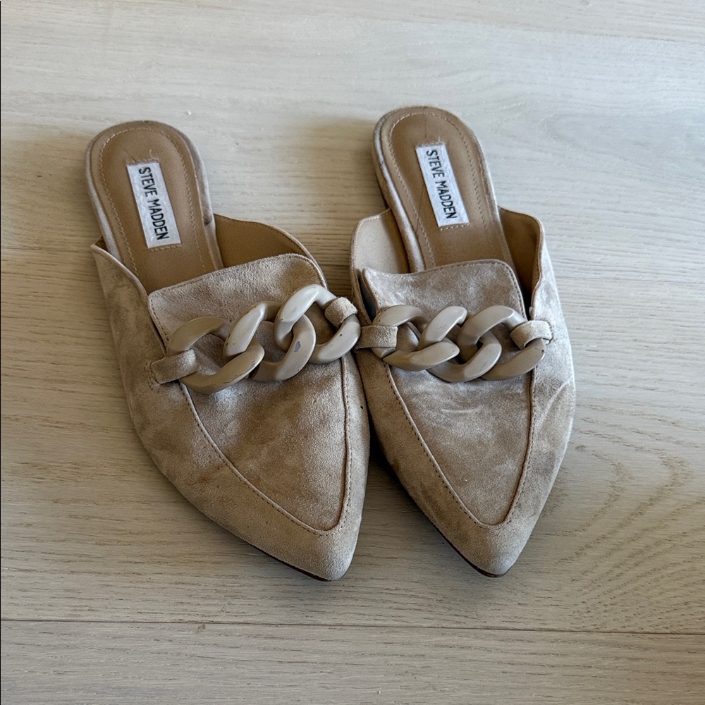 Steve Madden Beige Chain Detail Mules
